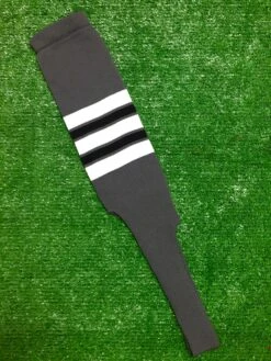 Baseball Stirrups 9" Charcoal Gray With White Black And Charcoal Gray Stripes