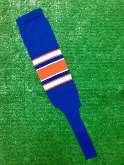 Baseball Stirrups 8" Royal Blue With White And Orange Stripes With Trim