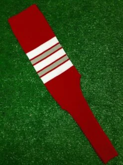 Baseball Stirrups 8" Red (Scarlet) With White Gray And Red Stripes