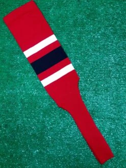 Baseball Stirrups 4" Or 6" Red With Thin White Thick Black Thin White Stripes