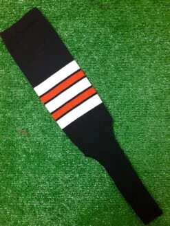 Baseball Stirrups 8" Black With White Orange And Black Stripes
