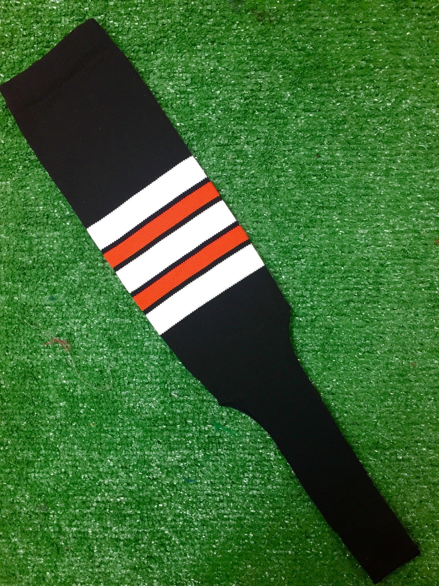 Baseball Stirrups 8" Black With White Orange And Black Stripes 3 Baseball Stirrups 8" Black With White Orange And Black Stripes