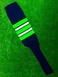 Baseball Stirrups 8" Navy Blue With Neon Green White And Navy Stripes