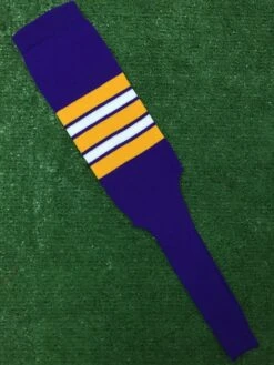 Baseball Stirrups 9" Purple With Gold White And Purple Stripes