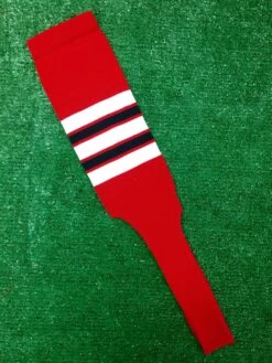 Baseball Stirrups 8" Red (Scarlet) With White Black And Red Stripes