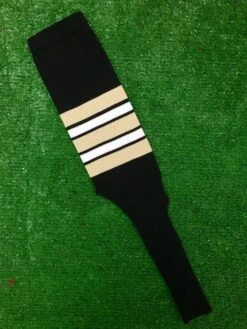 Baseball Stirrups 6" Or 8" Black With Vegas Gold White And Black Stripes
