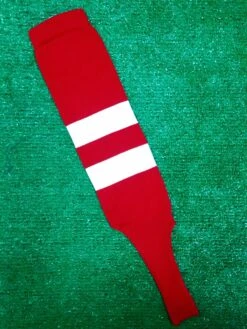 Baseball Stirrups 6" Red (Scarlet) With Two White Thick Stripes