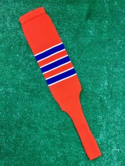Baseball Stirrups 4" Or 8" Orange With Royal Blue Stripes Trimmed With White