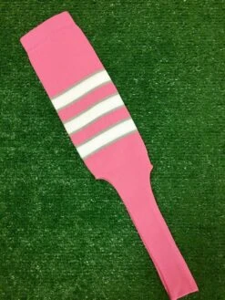 Baseball Stirrups 8" Pink (Light Pink) With White Stripes Trimmed With Gray