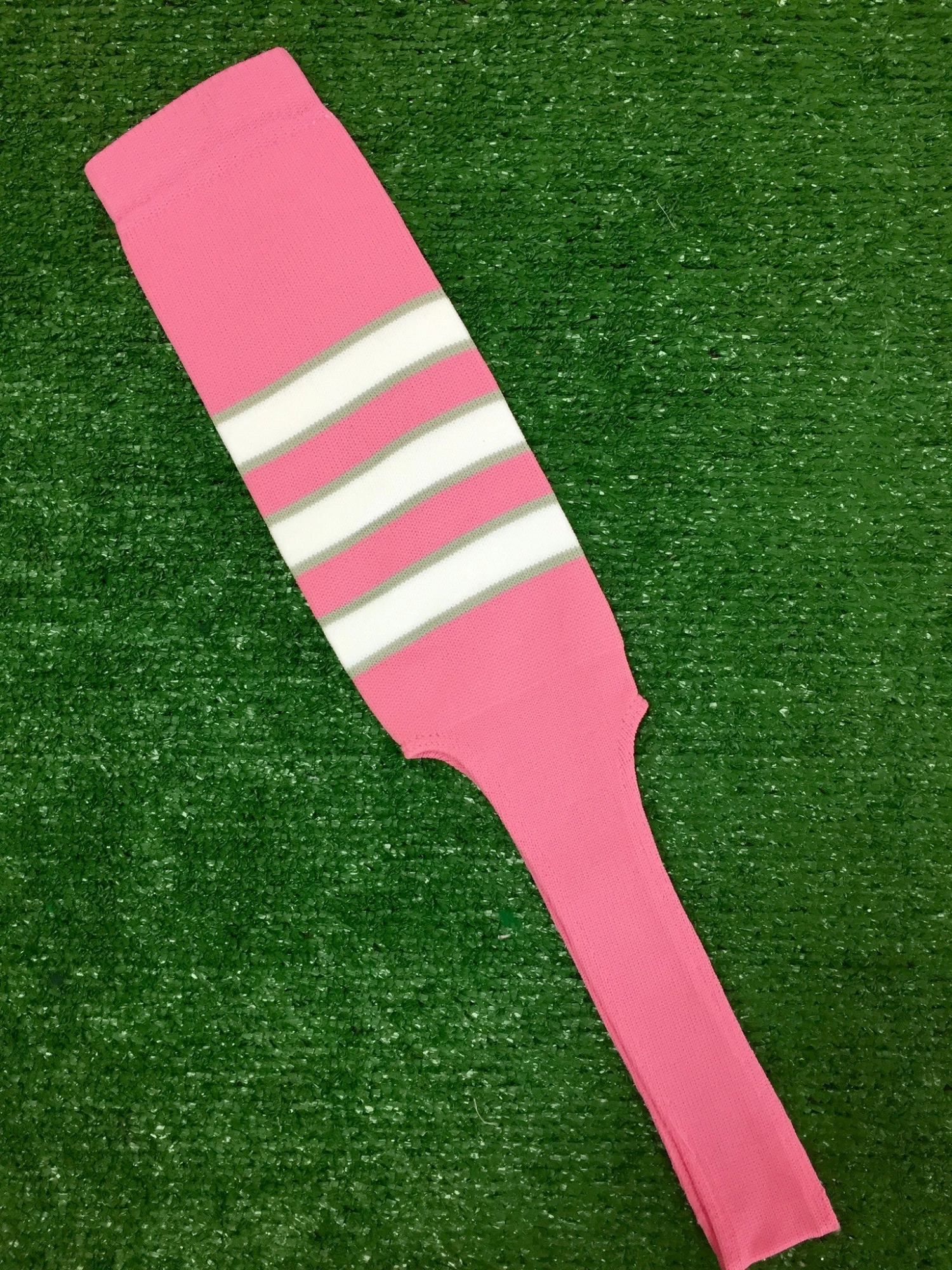 Baseball Stirrups 8" Pink (Light Pink) With White Stripes Trimmed With Gray 3 Baseball Stirrups 8" Pink (Light Pink) With White Stripes Trimmed With Gray