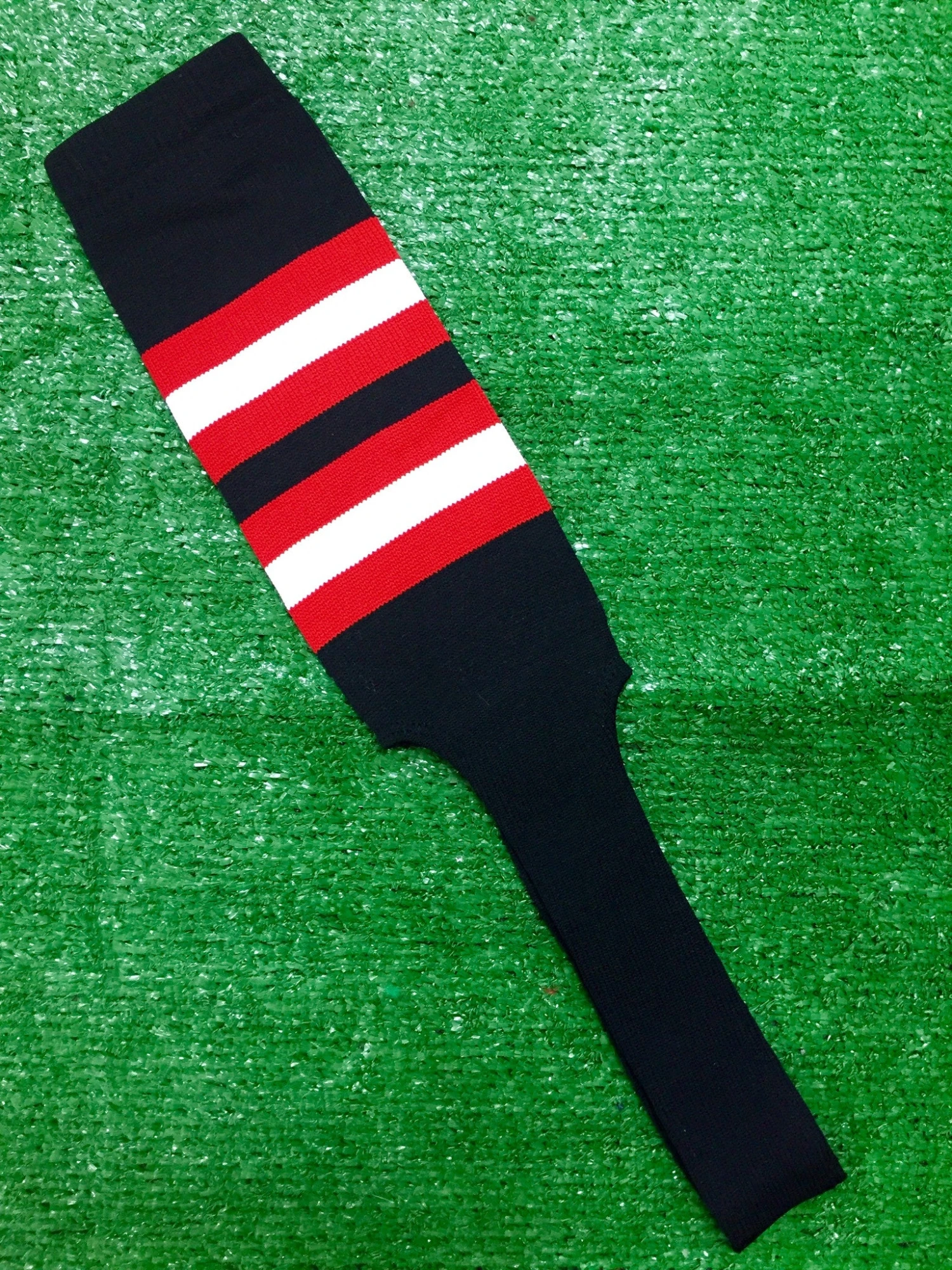 Baseball Stirrups 8" Black With Red And White Stripes 3 Baseball Stirrups 8" Black With Red And White Stripes