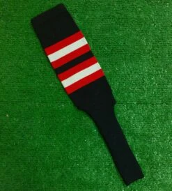 Baseball Stirrups 8" Black With Red And Gray Stripes