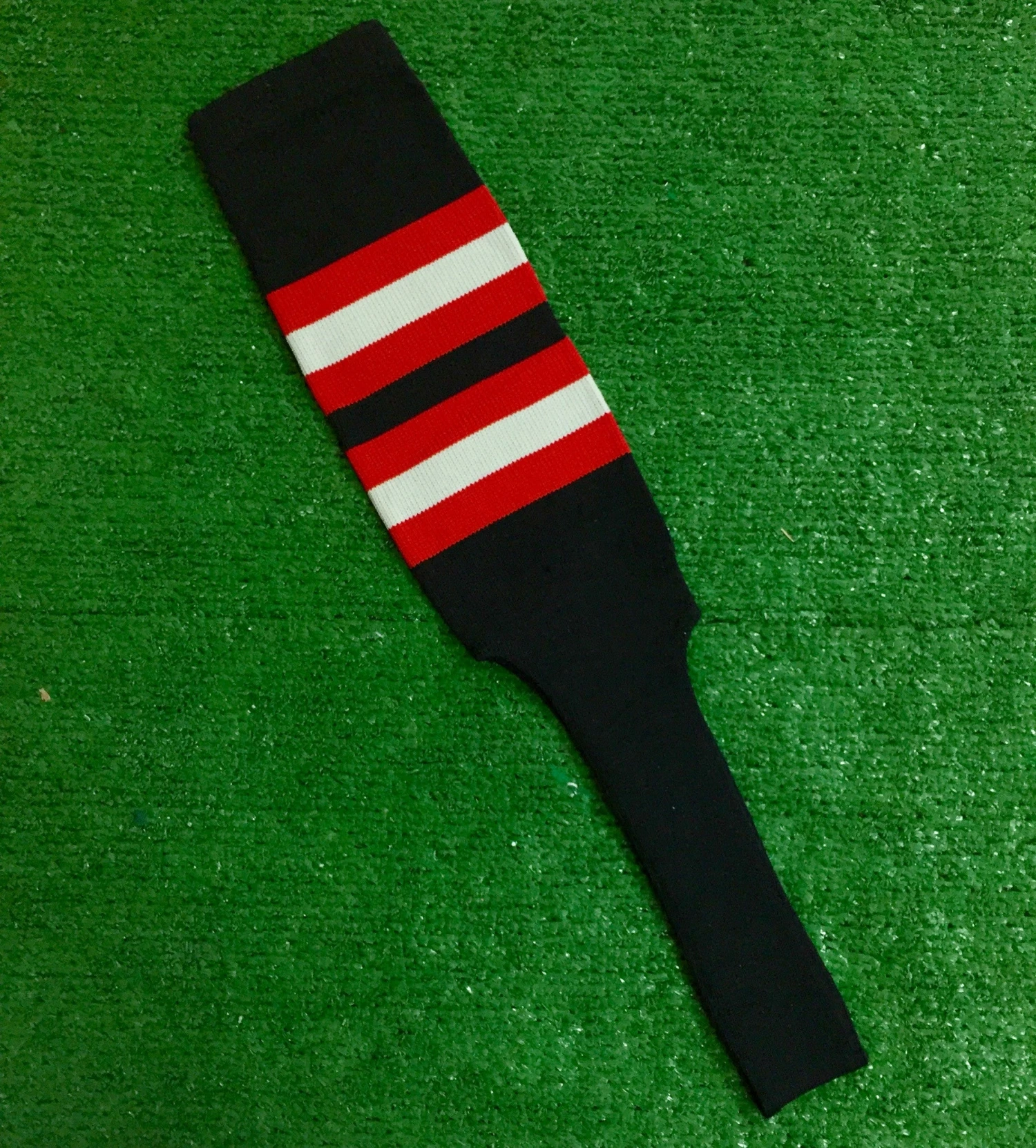 Baseball Stirrups 8" Black With Red And Gray Stripes 3 Baseball Stirrups 8" Black With Red And Gray Stripes