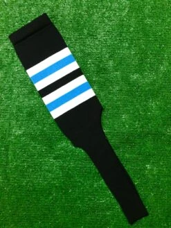 Baseball Stirrups 8" Black With White And Columbia Blue Stripes