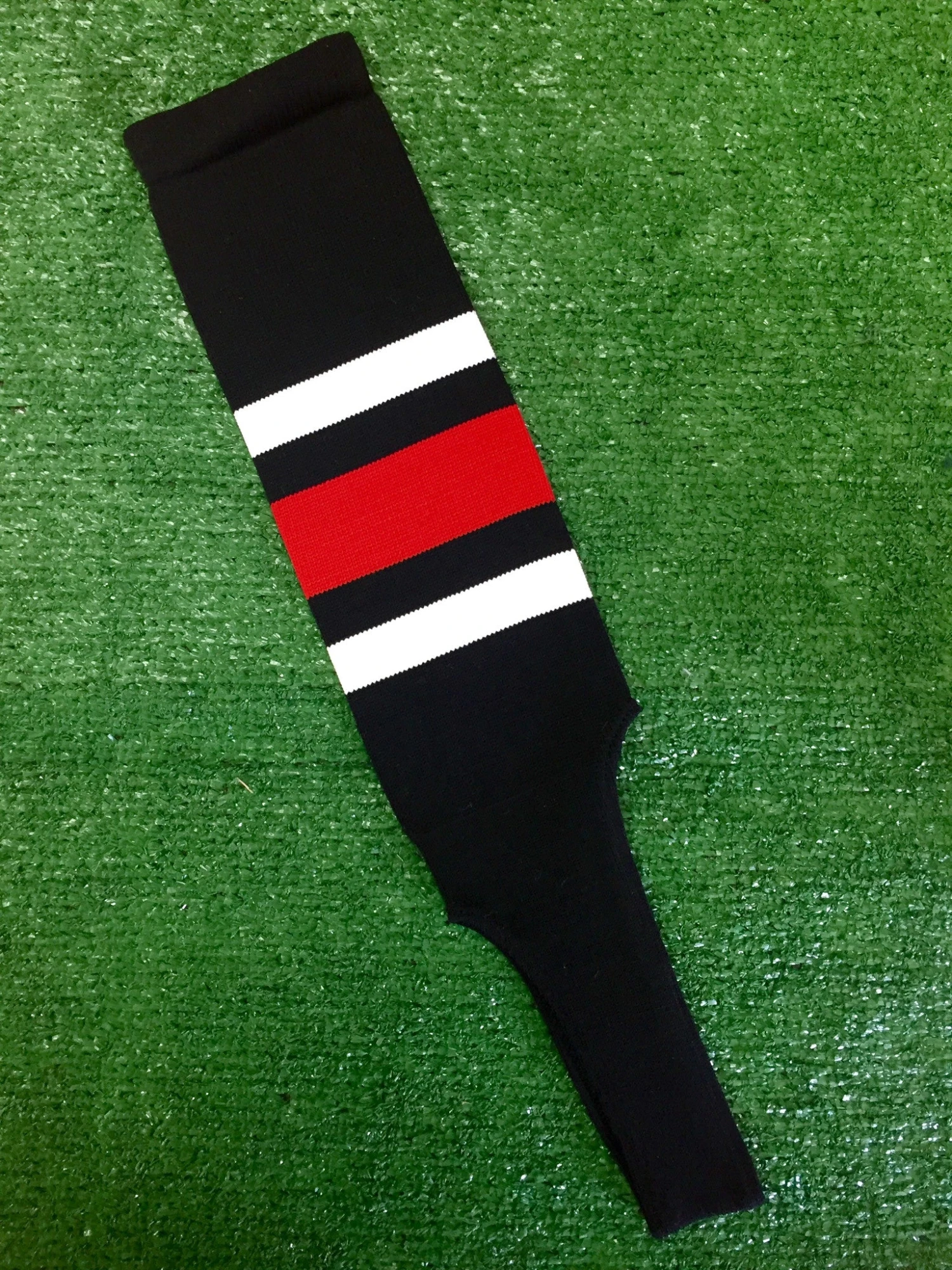 Baseball Stirrups 6" Or 8" Black With Thin White Thick Red Thin White Stripes 3 Baseball Stirrups 6" Or 8" Black With Thin White Thick Red Thin White Stripes