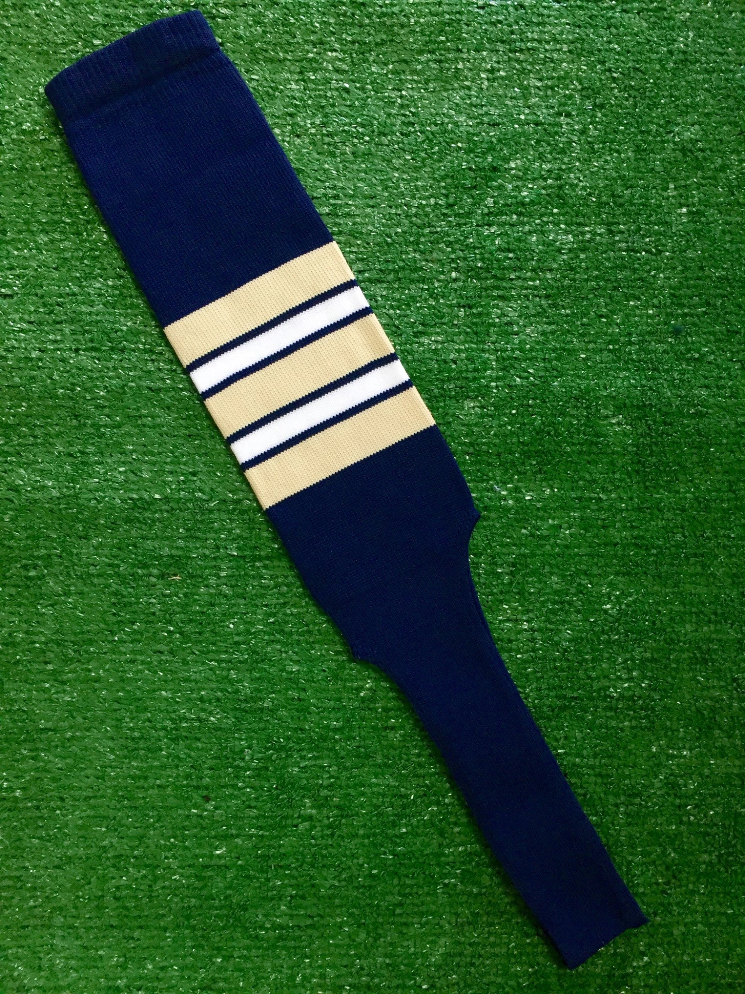 Baseball Stirrups 9" Navy Blue With Vegas Gold, White And Navy Stripes 3 Baseball Stirrups 9" Navy Blue With Vegas Gold, White And Navy Stripes