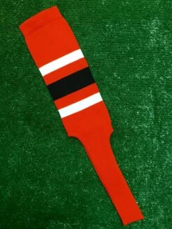 Baseball Stirrups 6" Orange With Thin White Thick Black Thin White Stripes
