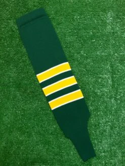 Baseball Stirrups 4", 6" Or 8" Dark Green With Gold Stripes Trimmed With White