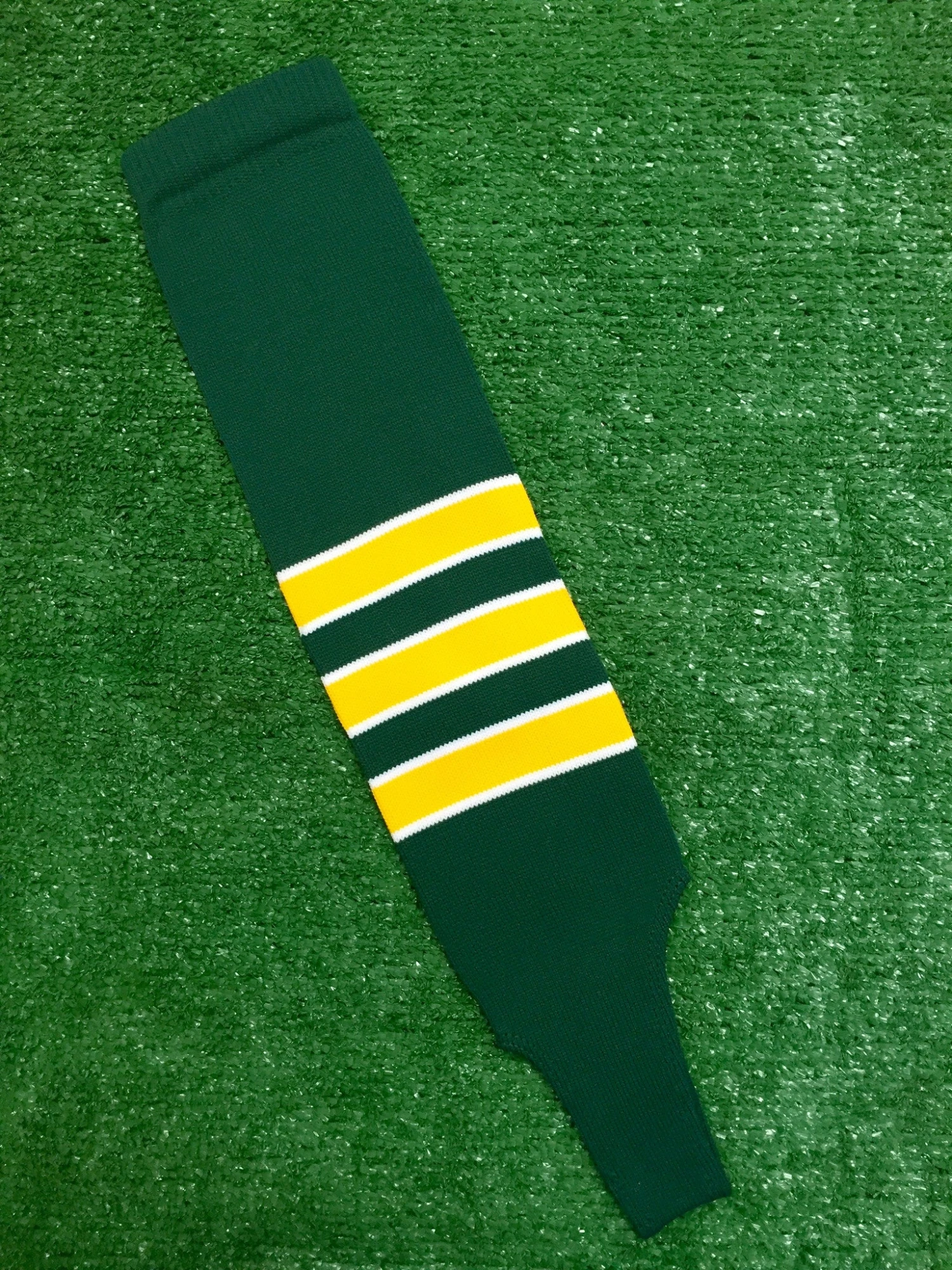 Baseball Stirrups 4", 6" Or 8" Dark Green With Gold Stripes Trimmed With White 3 Baseball Stirrups 4", 6" Or 8" Dark Green With Gold Stripes Trimmed With White