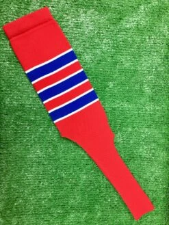 Baseball Stirrups 4" Or 8" Red With Royal Blue Stripes Trimmed With White