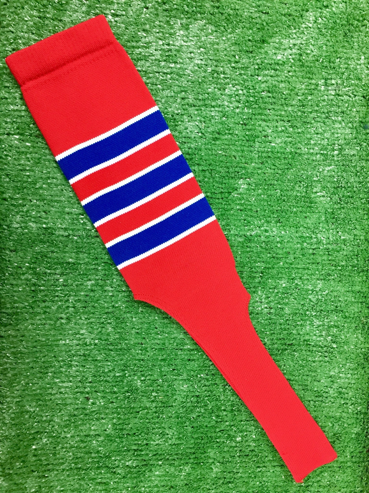 Baseball Stirrups 4" Or 8" Red With Royal Blue Stripes Trimmed With White 3 Baseball Stirrups 4" Or 8" Red With Royal Blue Stripes Trimmed With White