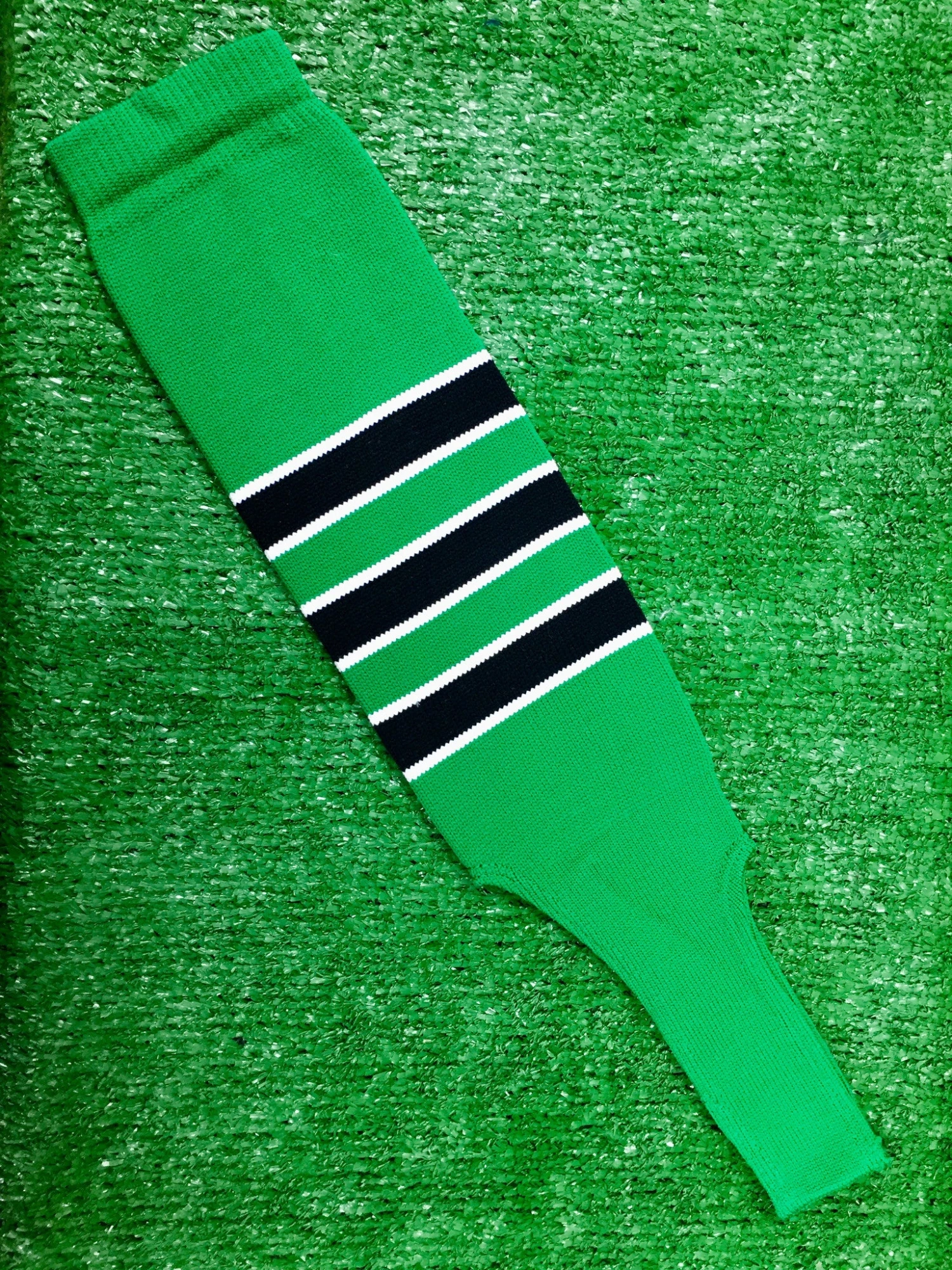 Baseball Stirrups 6" Kelly Green With Black Stripes Trimmed With White 3 Baseball Stirrups 6" Kelly Green With Black Stripes Trimmed With White