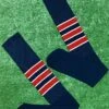 Baseball Full Length Navy Blue Sock With Three Red Stripes With White Trim -Baseball Equipment Store FullSizeRender 33