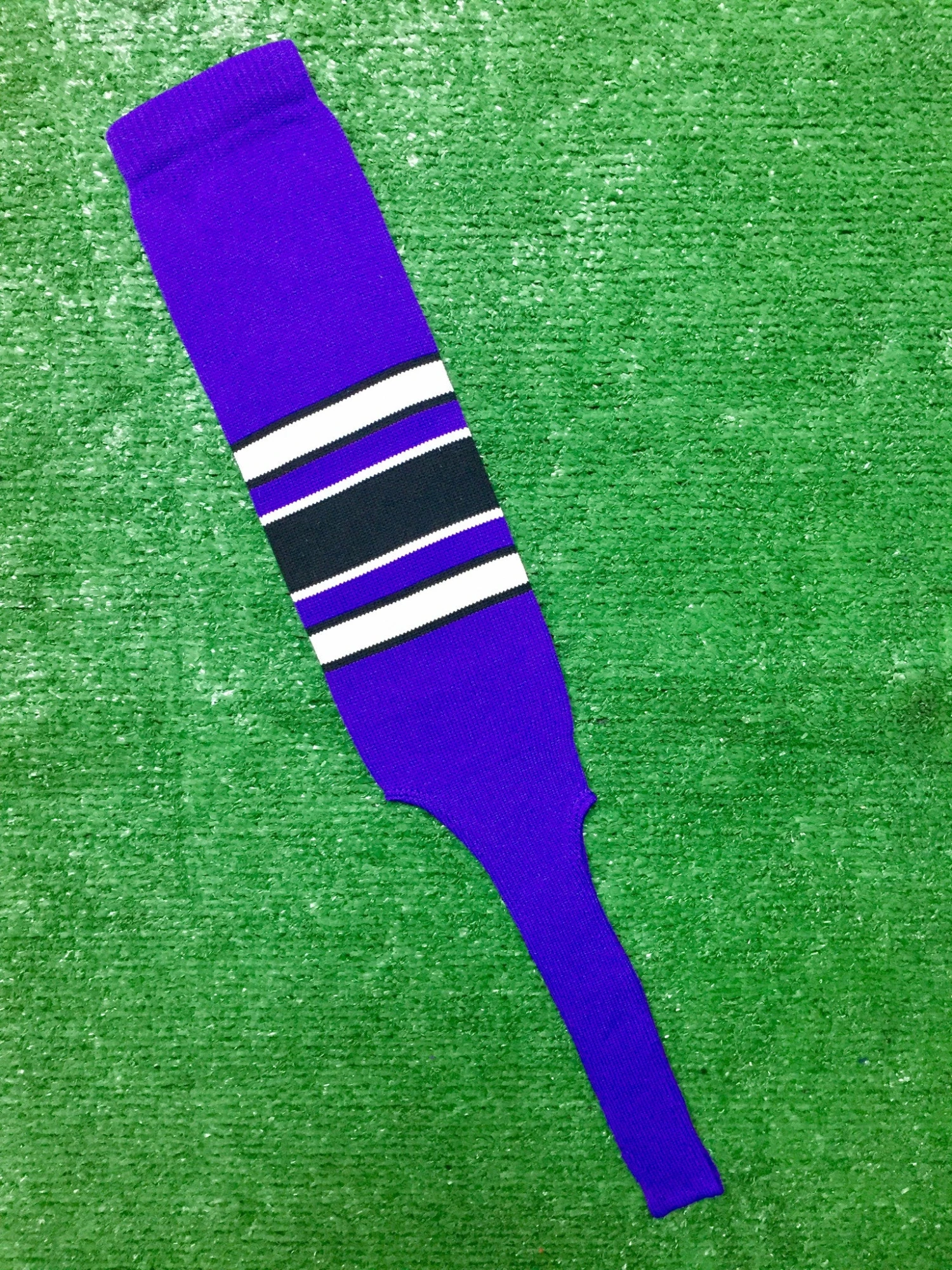 Baseball Stirrups 8" Purple With White And Black Stripes With Trim 3 Baseball Stirrups 8" Purple With White And Black Stripes With Trim