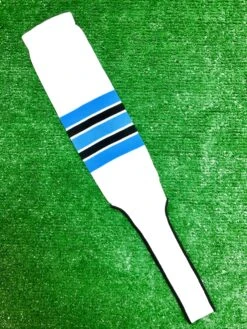 Baseball Stirrups 9" White With Columbia Blue Black And White Stripes