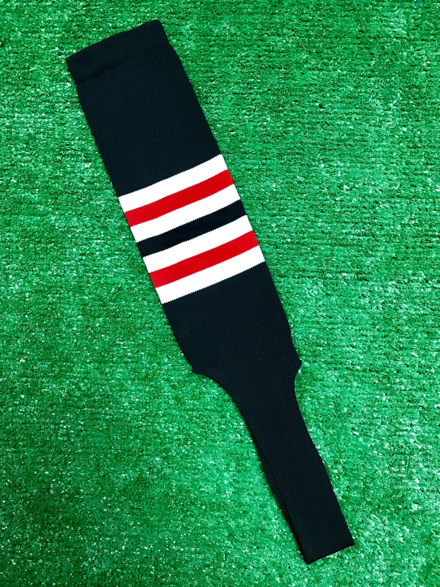 Baseball Stirrups 6" Black With White And Red Stripes 3 Baseball Stirrups 6" Black With White And Red Stripes