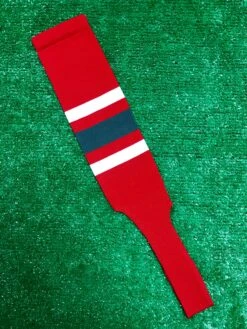 Baseball Stirrups 7" Red With Thin White Thick Charcoal Gray Thin White Stripes