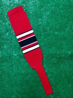 Baseball Stirrups 8" Red (Scarlet) With White And Black Stripes With Trim