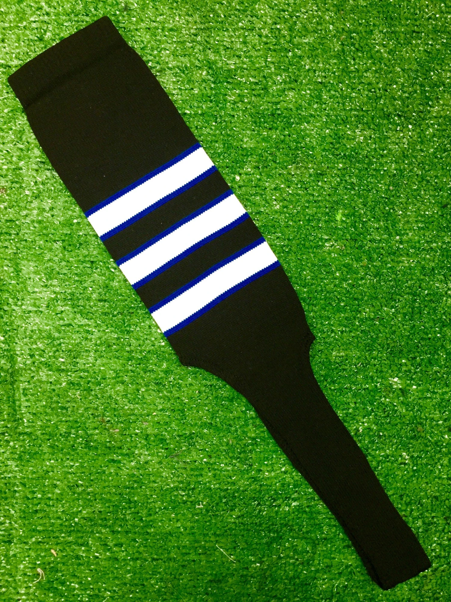 Baseball Stirrups 4" Or 8" Black With White Stripes Trimmed With Royal Blue 3 Baseball Stirrups 4" Or 8" Black With White Stripes Trimmed With Royal Blue