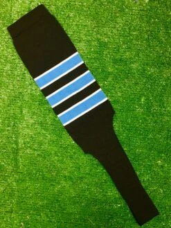 Baseball Stirrups 6" Or 8" Black With Columbia Blue Stripes Trimmed With White