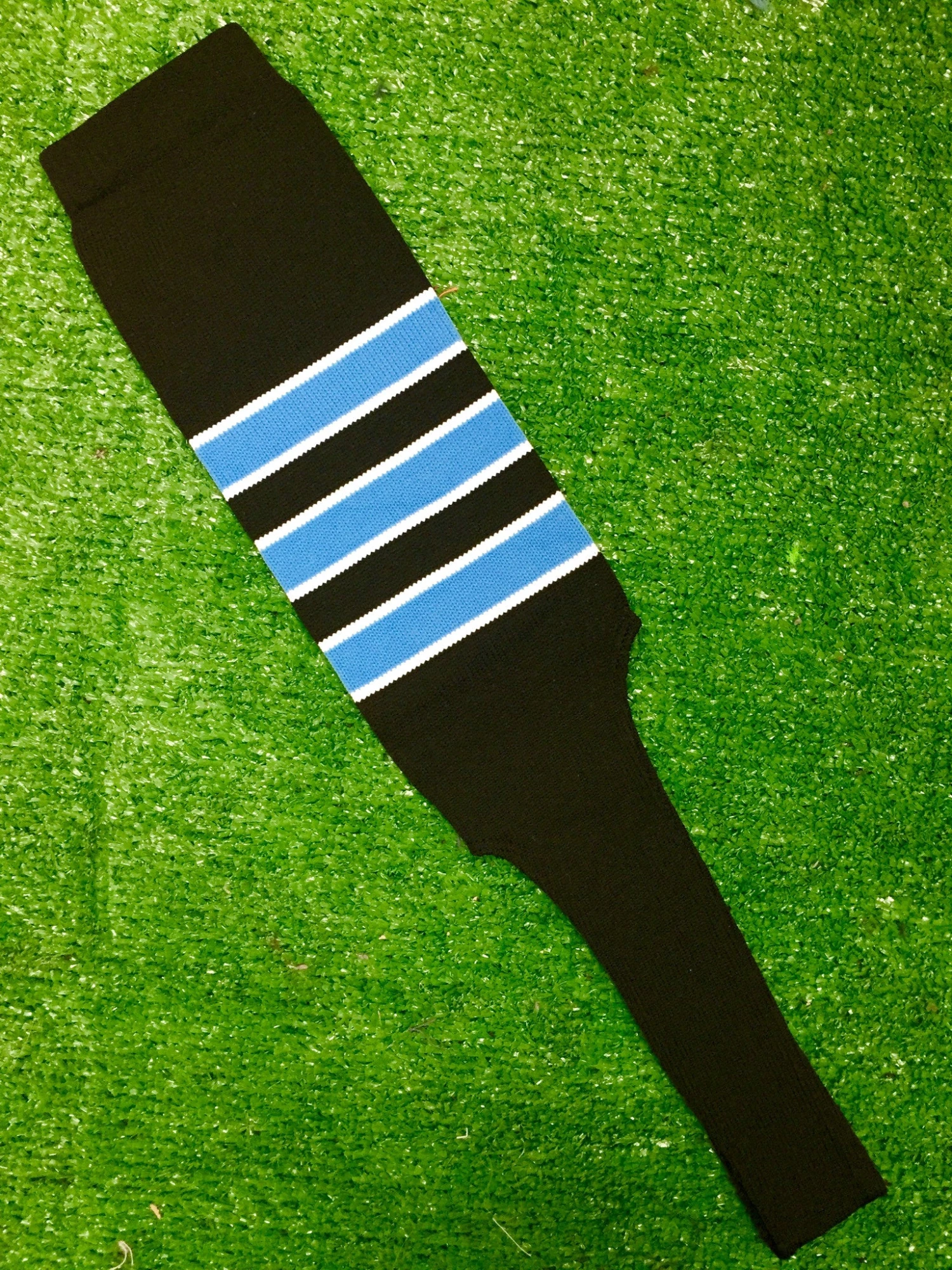 Baseball Stirrups 6" Or 8" Black With Columbia Blue Stripes Trimmed With White 3 Baseball Stirrups 6" Or 8" Black With Columbia Blue Stripes Trimmed With White