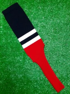 Baseball Stirrups 8" Black With Two White Stripes Red Bottom