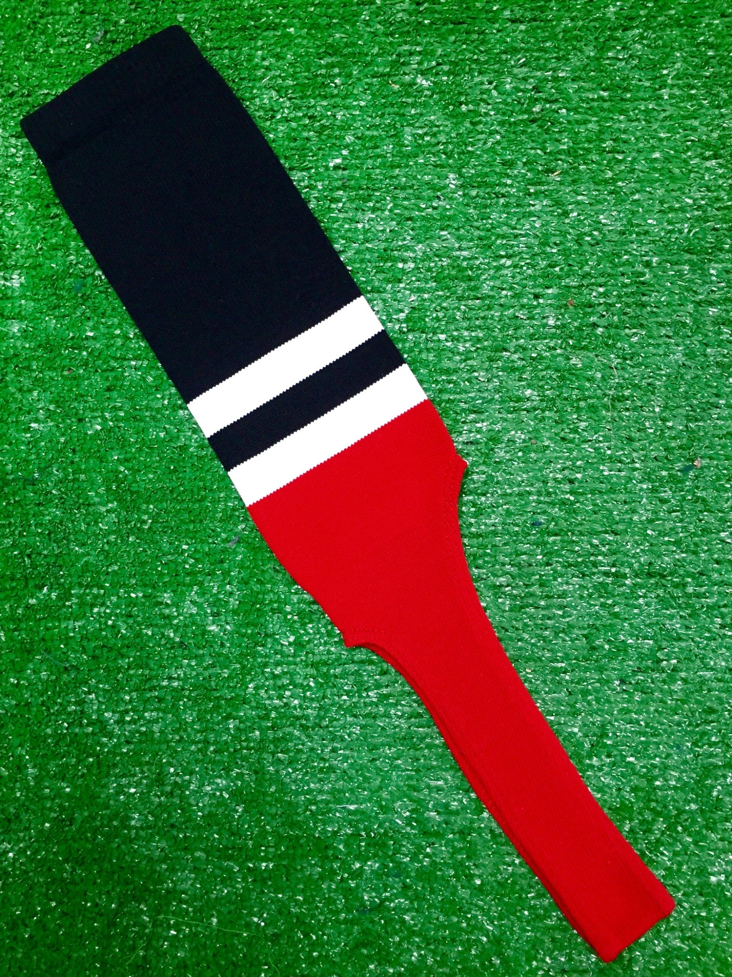 Baseball Stirrups 8" Black With Two White Stripes Red Bottom 3 Baseball Stirrups 8" Black With Two White Stripes Red Bottom