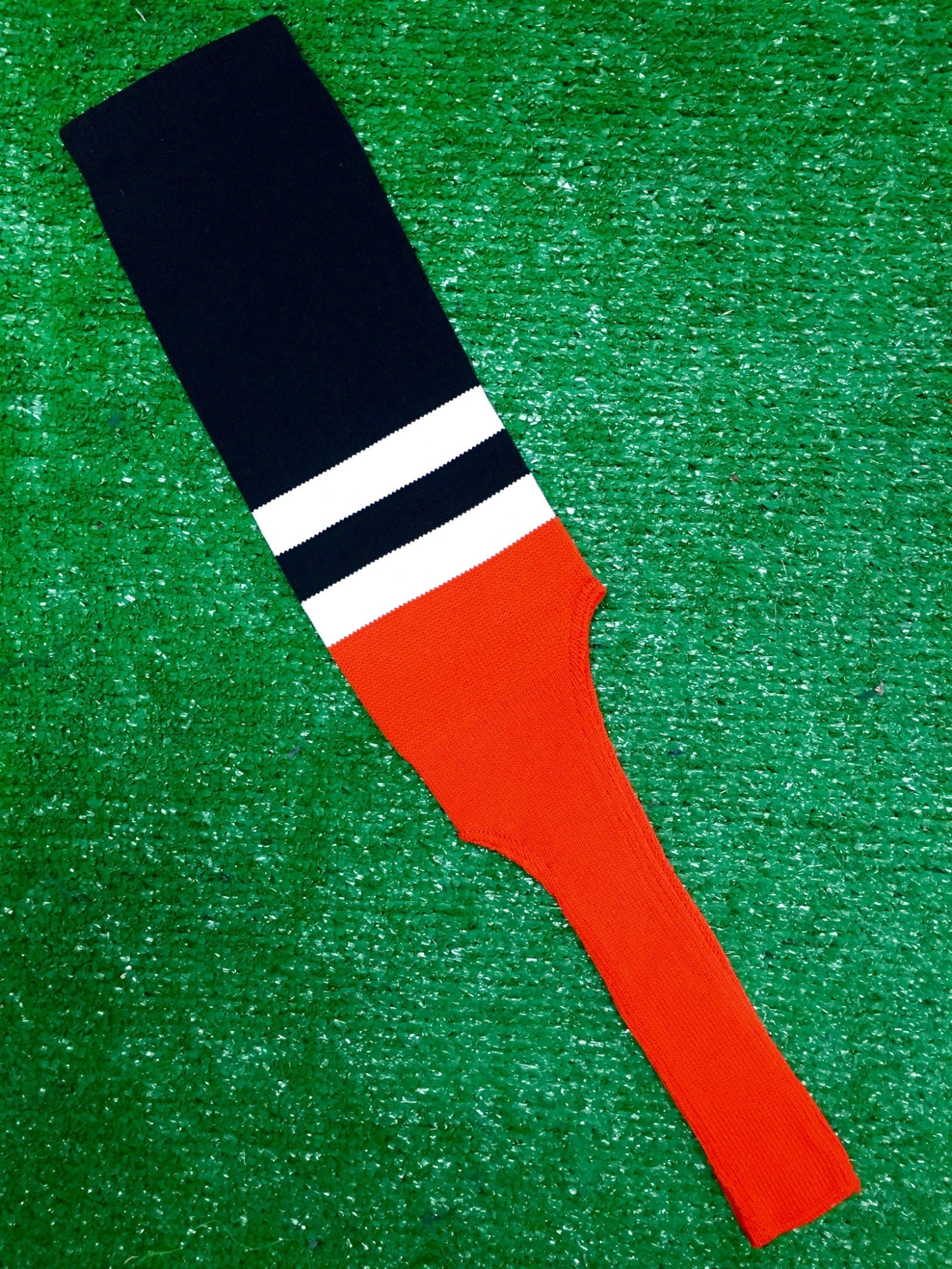 Baseball Stirrups 8" Black With Two White Stripes Orange Bottom 3 Baseball Stirrups 8" Black With Two White Stripes Orange Bottom