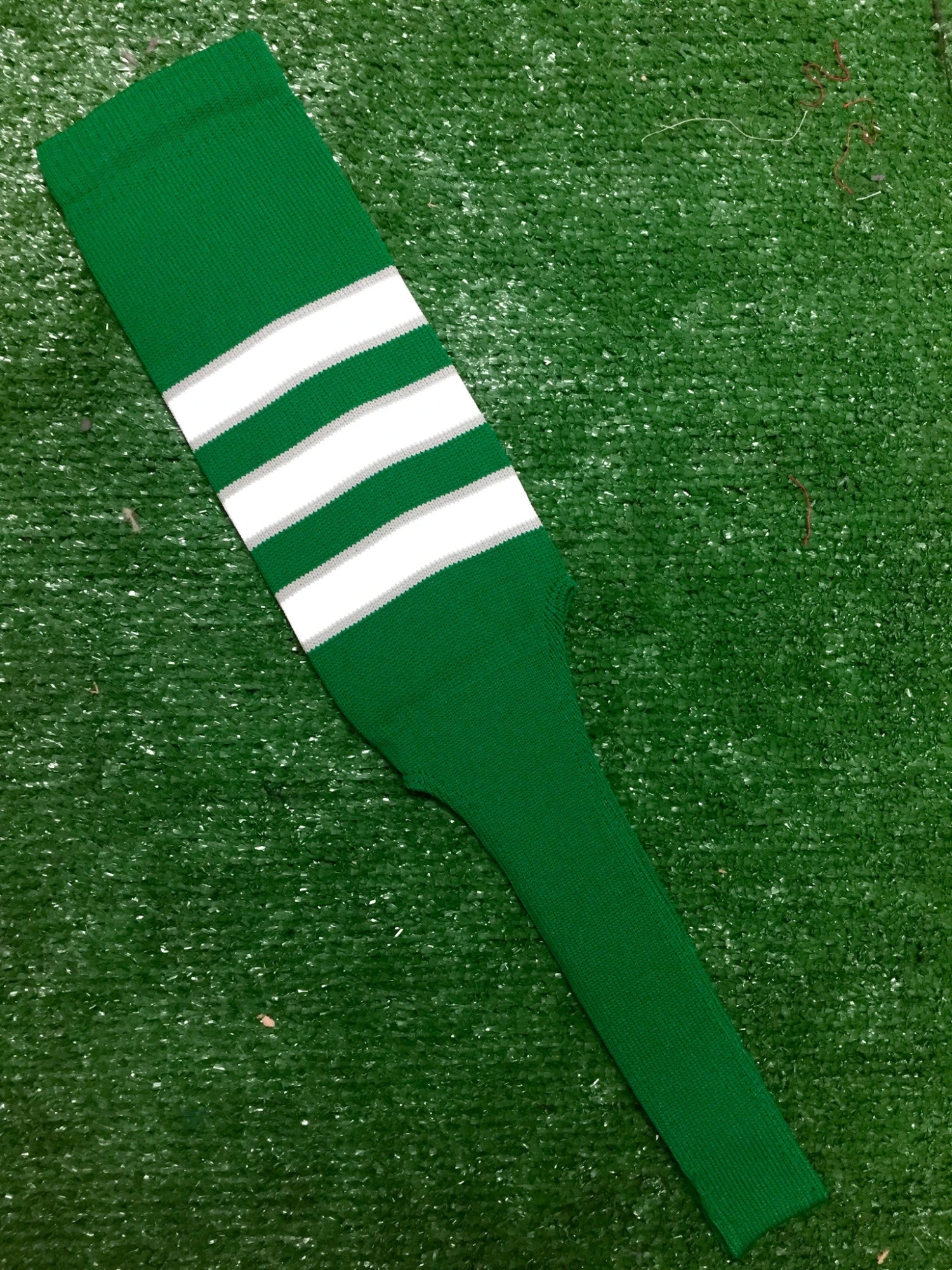Baseball Stirrups 8" Kelly Green With White Stripes Trimmed With Gray 3 Baseball Stirrups 8" Kelly Green With White Stripes Trimmed With Gray