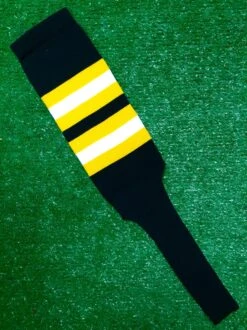 Baseball Stirrups 8" Black With Gold And White Stripes