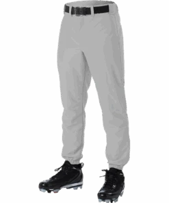 Alleson 605P 605PY Gray Baseball Pants With Elastic Bottom