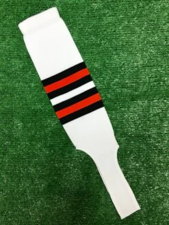 Baseball Stirrups 6" White With Black And Orange Stripes
