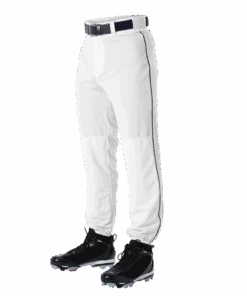 Alleson 605PLP 605PLPY White With Black Braid Baseball Pants With Elastic Bottom