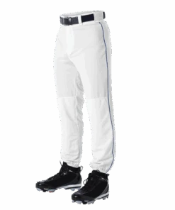 Alleson 605PLP 605PLPY White With Royal Braid Baseball Pants With Elastic Bottom