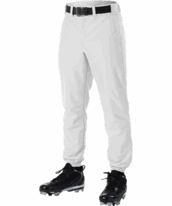 Alleson 605P 605PY White Baseball Pants With Elastic Bottom