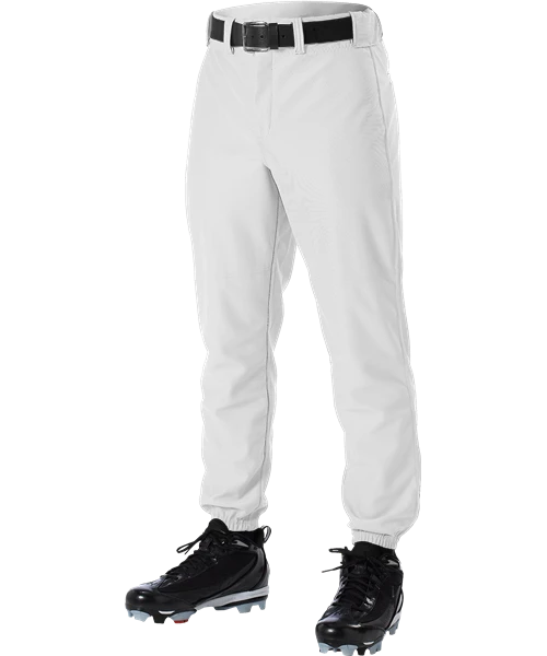 Alleson 605P 605PY White Baseball Pants With Elastic Bottom 3 Alleson 605P 605PY White Baseball Pants With Elastic Bottom