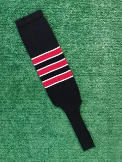 Baseball Stirrups 7" Black With Red Stripes Trimmed With White