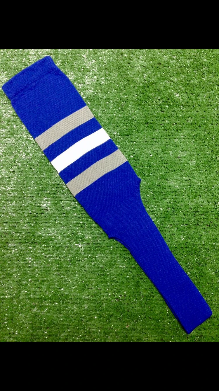 Baseball Stirrups 8" Royal Blue With Three Stripes Gray White Gray 4 Baseball Stirrups 8" Royal Blue With Three Stripes Gray White Gray - Image 2