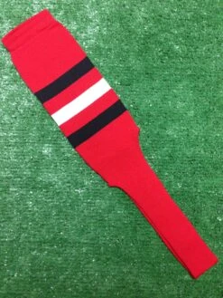 Baseball Stirrups 8" Red With Three Stripes Black White Black