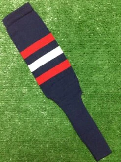 Baseball Stirrups 8" Navy With Three Stripes Red White Red